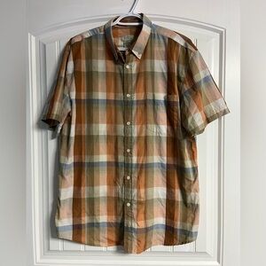Hunt‎ Club Men's Orange and Green Plaid Shirt